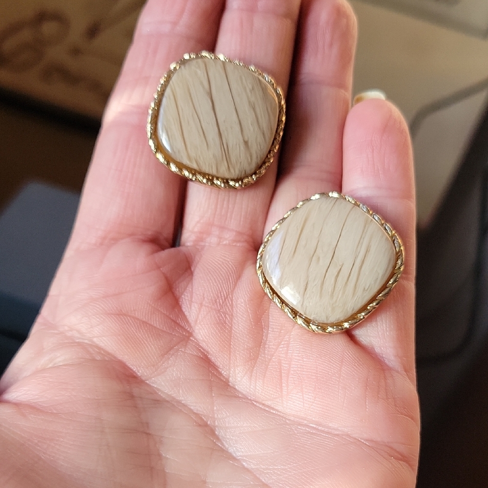 ALDO Gold and Tan Earrings